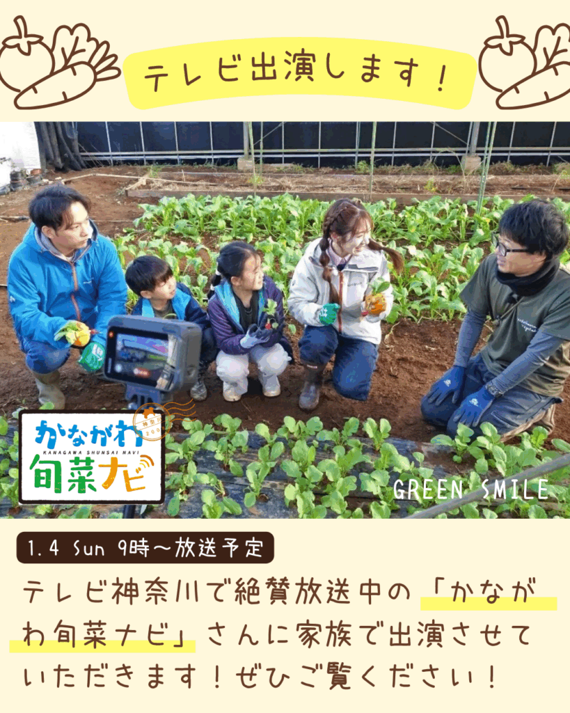 テレビ神奈川で絶賛放送中の「かながわ旬菜ナビ」さんに家族で出演させていただきます！ぜひご覧ください！
